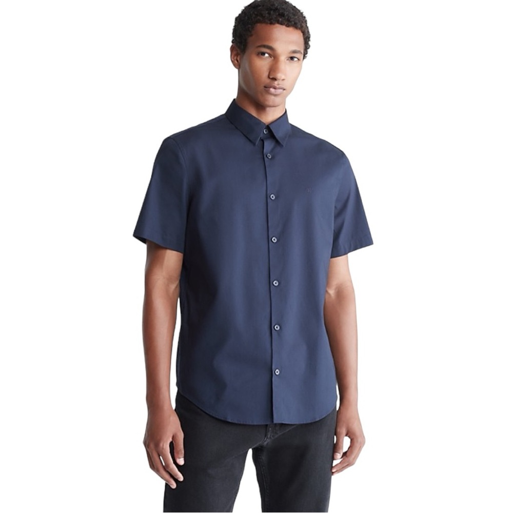 Navy Blue Button Down Polo Shirt Calvin Klein (XXL)